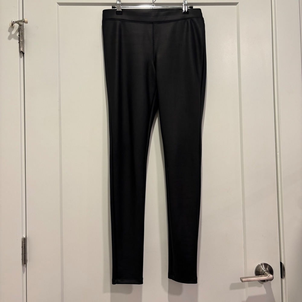 Express Womens Black Faux Leather Leggings Matte Stretch Skinny Pants Small